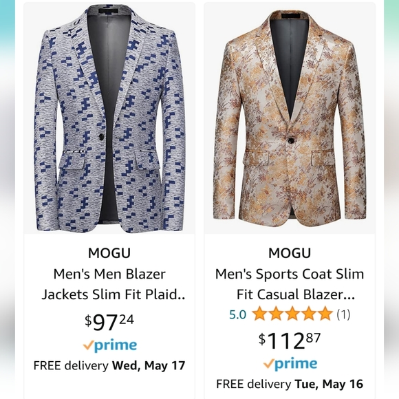 NWT Mogu Men's Blazer, Size 36, Yellow and Red Floral Pattern - Picture 7 of 8